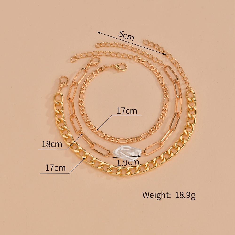 Personalized exaggerated special-shaped pearl adjustable bracelet multi-layer bracelet bracelet 3-piece set