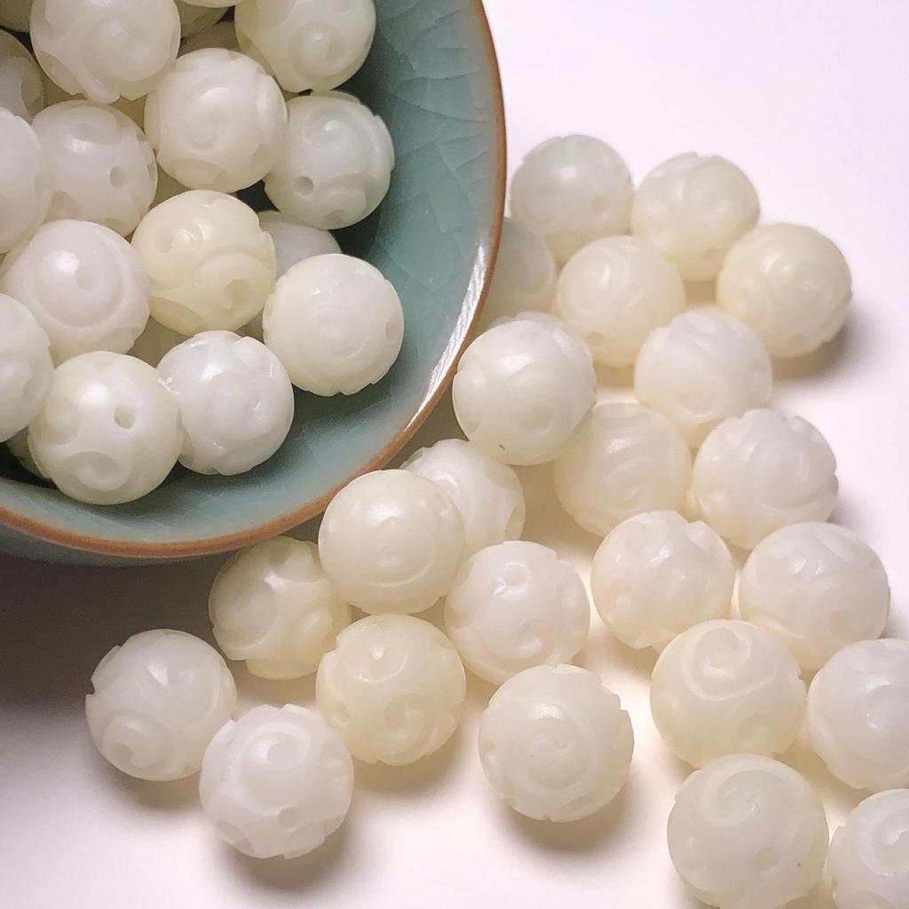 Bodhi Root Beads with Lotus & Cloud Patterns for DIY Buddhist Accessories