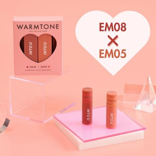 INTO U Japan Limited Mini Mud Lip Set of 2 Super Matte Lip & Cheek Mud Mini Set 2 Types (WT01 Warm Tone)