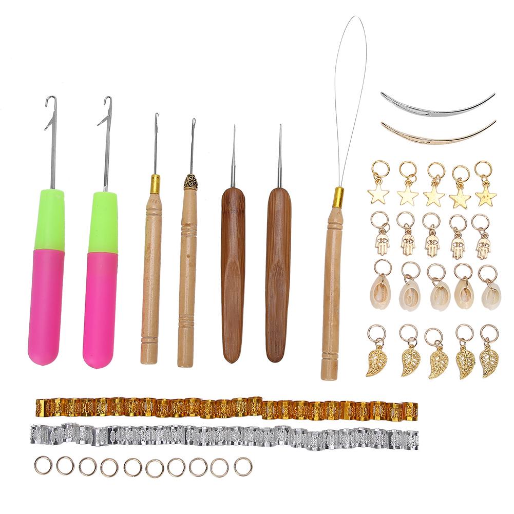 89pcs Metal Hair Rings Hair Braid Rings Dreadlocks Needle Crochet Hook Hair Tools