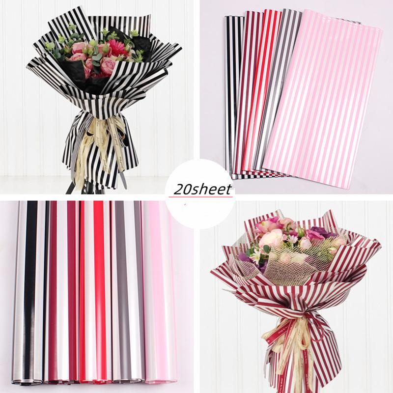 Wholesale Two-Tone Striped Oya Wrapping Paper – Waterproof Floral Gift Wrap for Rose Bouquets, Premium Flower Shop Packaging Supplies&Craft Materials