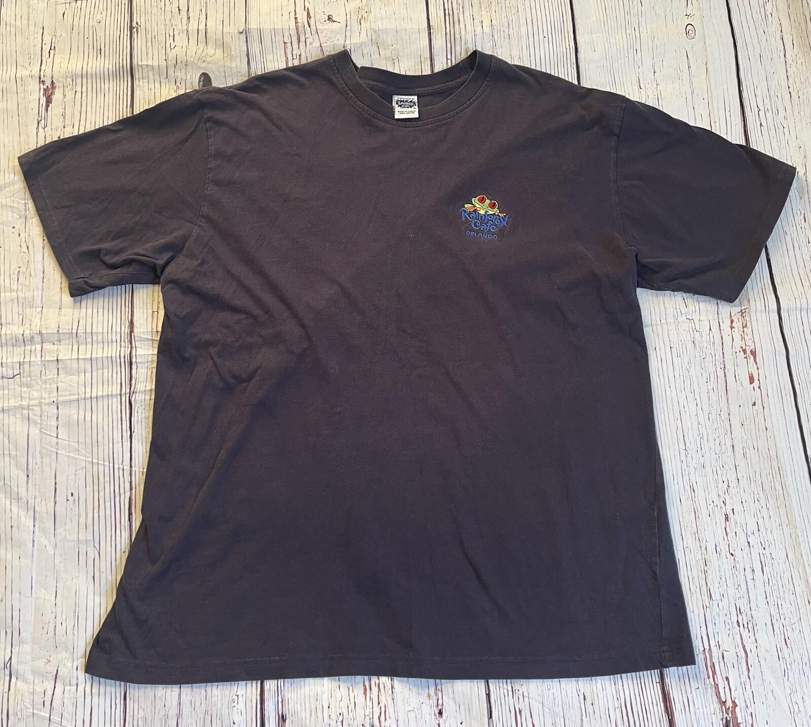 Vintage Rainforest Cafe Orlando Tee Shirt Restaurant Souvenir Dark Blue Adult XL M