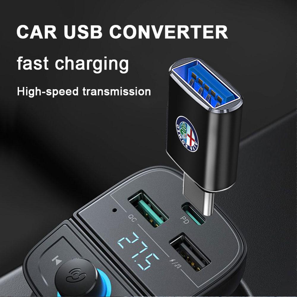 USLT7 Car Type-C To USB Adapter Fast Charging Connector For Alfa Romeo 159 Giulietta Mito 147 Stelvio Giulia Stelvio Valve Accessories