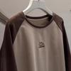 Plus Size 240 Jin Smiley Face Embroidered Raglan Long Sleeve Brushed Thermal Fleece Women's Fall/Winter Base Layer Top