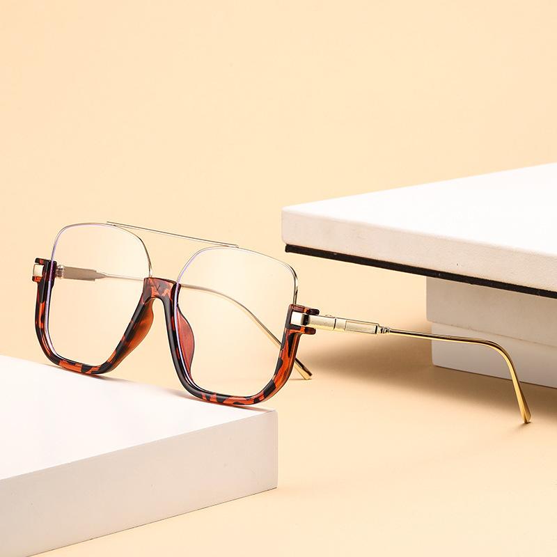 Premium sunglasses brown new premium unisex transparent double beam retro black large frame glasses