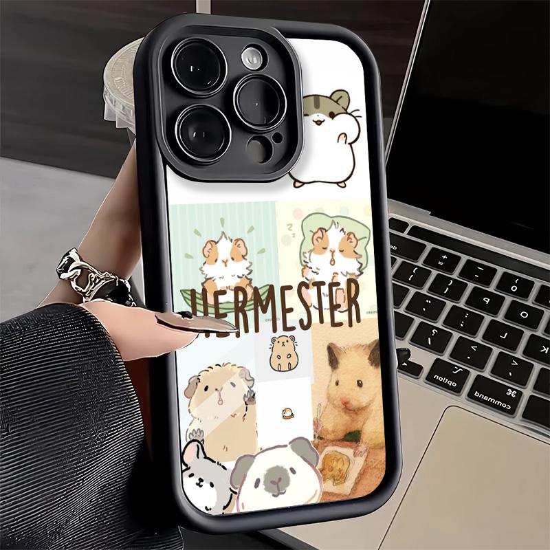 Phone Case for iPhone 17 Air 16E 15 16 Pro Max Cartoon Cute Hamster Cover 14 Plus 13 12 Mini Soft Shell Silicone Fundas