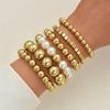 6Pcs/Set Fashion Gold Color CCB Bead Bracelets Vintage Imitate Geometric Bracelet For Women Daily Wear Jewelry