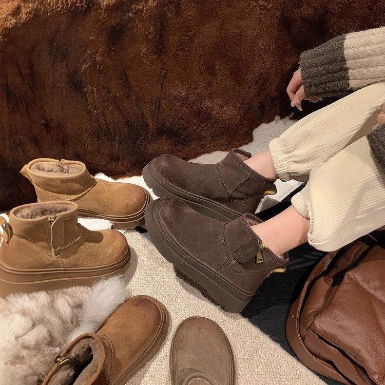 thick-soled snow boots women's winter velvet thickened cotton shoes European Martin boots French short boots and ankle boots