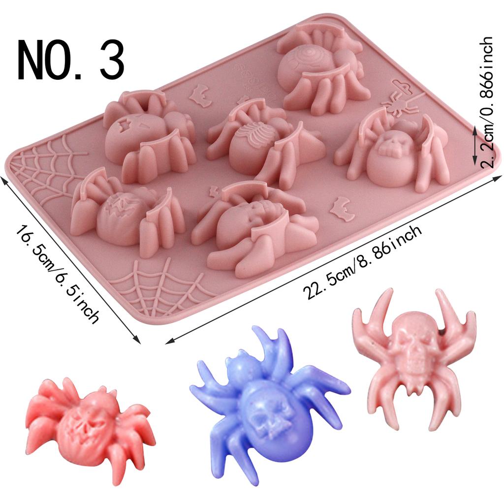 1 Stück Halloween Silikonform, Kürbis, Totenkopf, Fledermaus, Spinne, Grabstein-förmige Backform Kuchen Dekoration Gummibärchen Schokoladenform