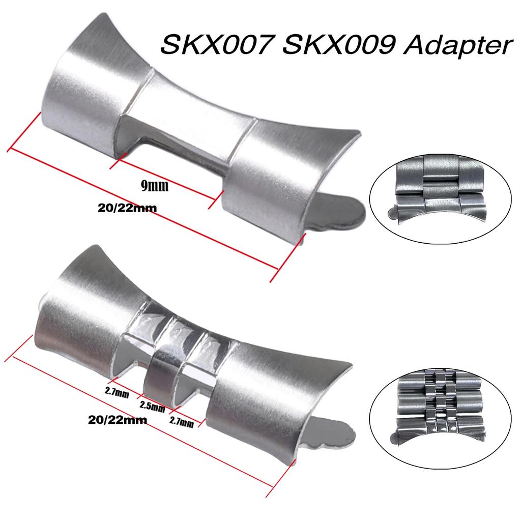 Uhrenarmband-Adapter 20mm 22mm für Seiko SKX009/007 für Jubilee Oyster Metall-Uhrenarmband-Verbinder Armband Uhr-Edelstahl