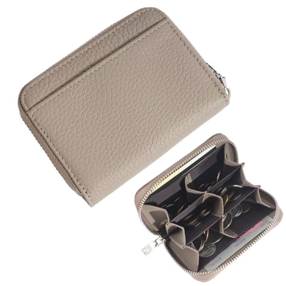 Genuine Leather Woman Short Wallet RFID Blocking Coin Purse Portable Credit Card Holders  Gift