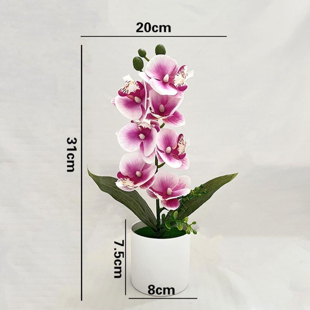 Pink Artificial Orchid Potted Flowers Simulated Plastic Fake Flower Bonsai  Living Room Ornaments