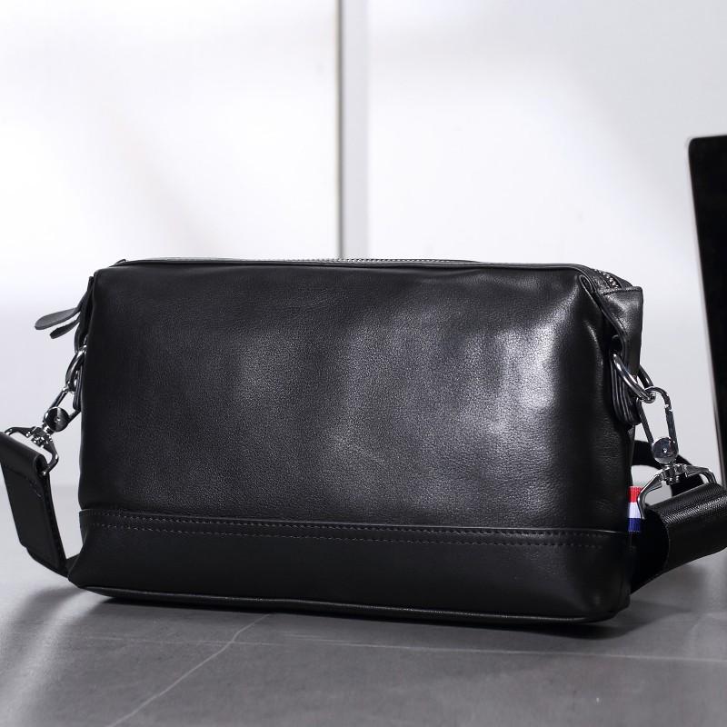 New Leather Men s Crossbody Bag Casual Versatile Shoulder Vertical Top Layer Cowhide Small Backpack Women s Phone Trendy чёрный