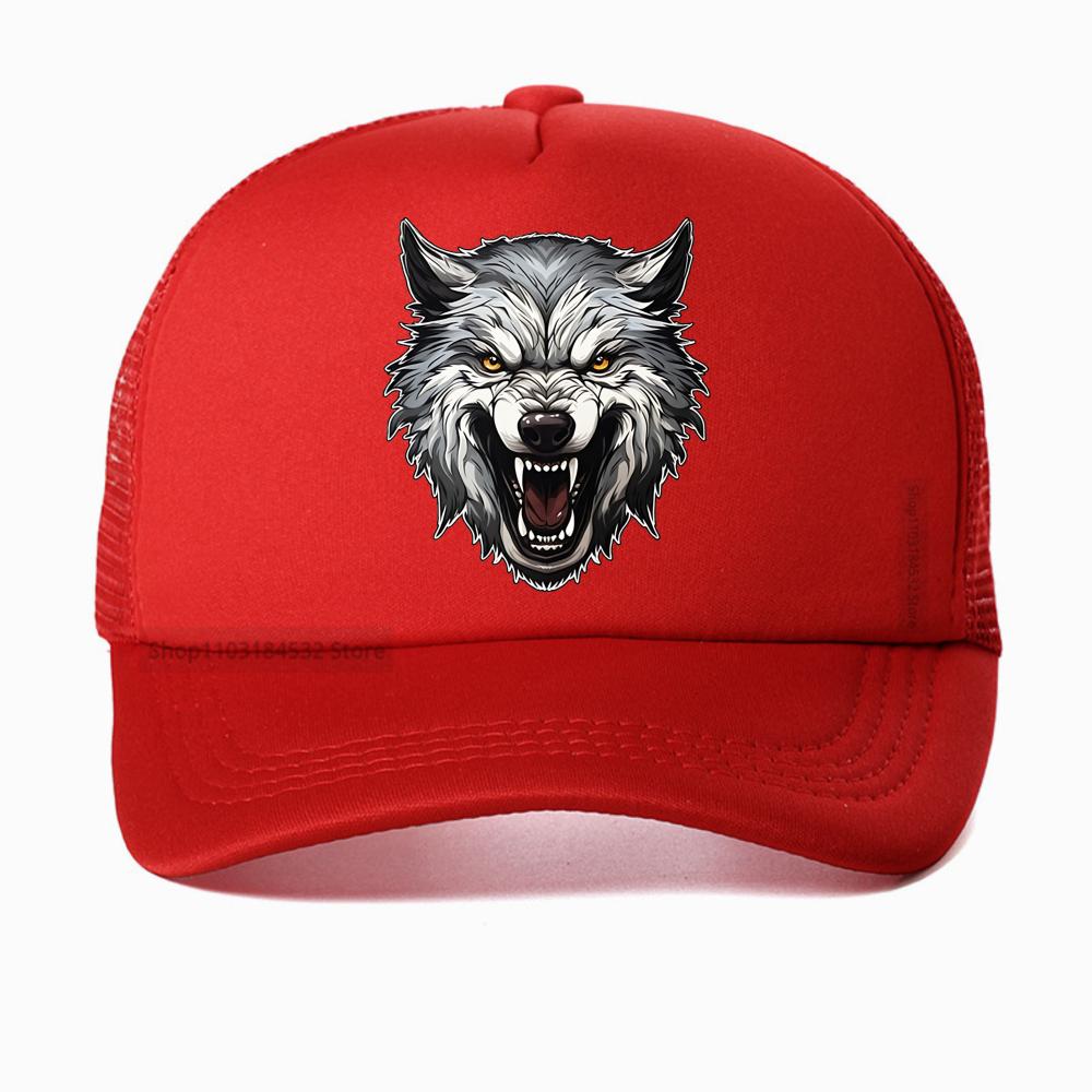 Свирепый Волк Дышащая Бейсболка Унисекс Сетчатая Snapback Козырек Хип-Хоп Хлопок Однотонная Тракерская Кепка Кость Adjustable