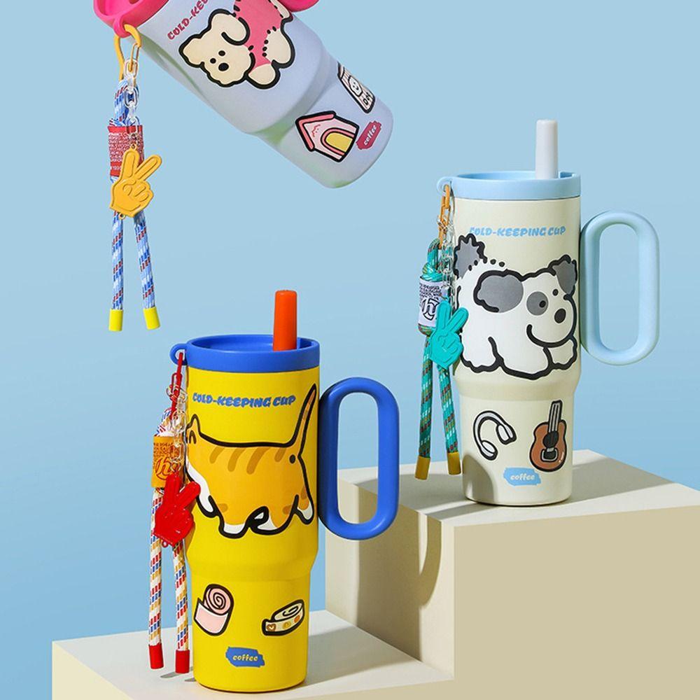 720ml Thermal Water Bottle Leak Proof Drinking Straw Cup Milk Tea Cup Outdoor Insulated Mug  Sports