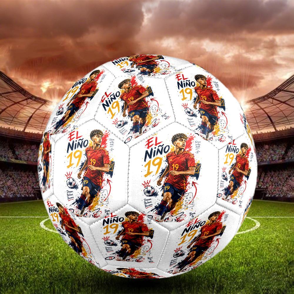 Lamine Yamal 19 Spain's Soccer Star Size 5 Soccer Ball Machine-Stitched Indoor/Outdoor Training and Matches Soccer Accessory Perfect Birthday Christma