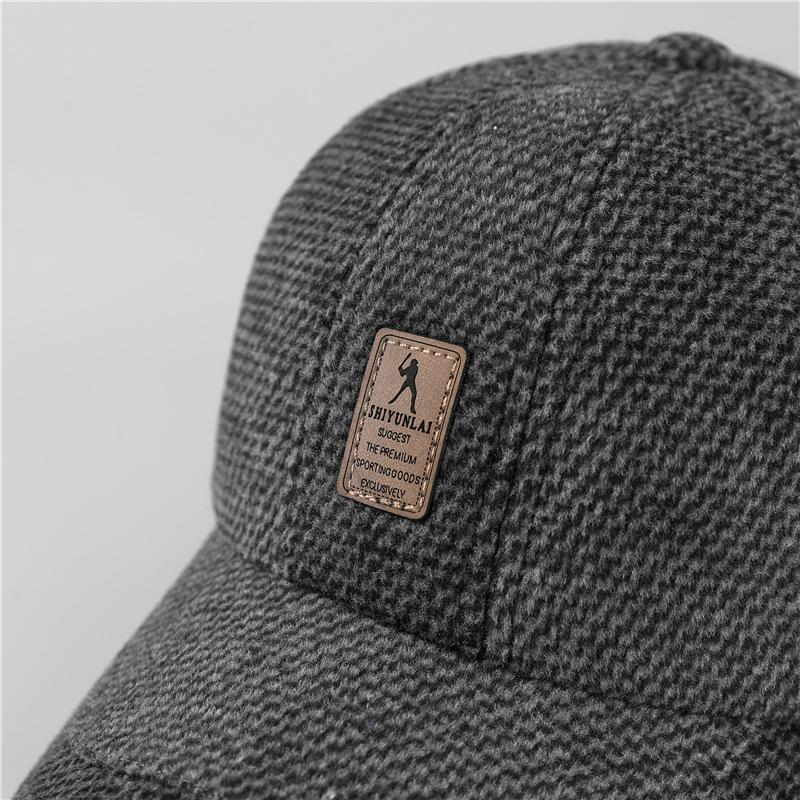 Hat Men'S Winter Warm Fleece Middle-Aged And Elderly Casual Ear Protector Baseball Cap Autumn And Winter Elderly Woolen Cap