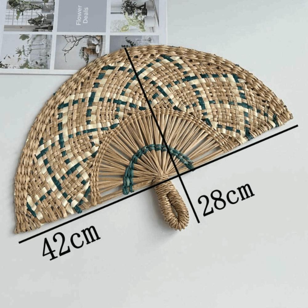 Полукруглый веер из плетеной травы Веер для охлаждения из морских водорослей Натуральный ручной веер Лето A