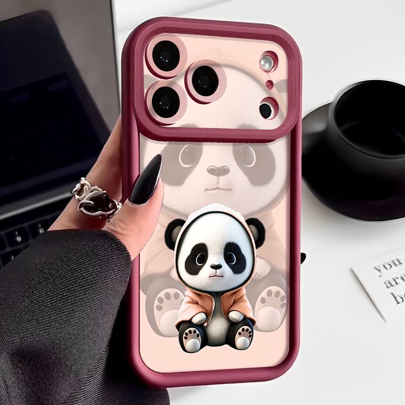 Black Coat Panda Pattern Case For iPhone 17 Pro Max Funda Shockproof Bumper Cover For iPhone 16 Pro Max 15 14 13 12 11 Air 16E