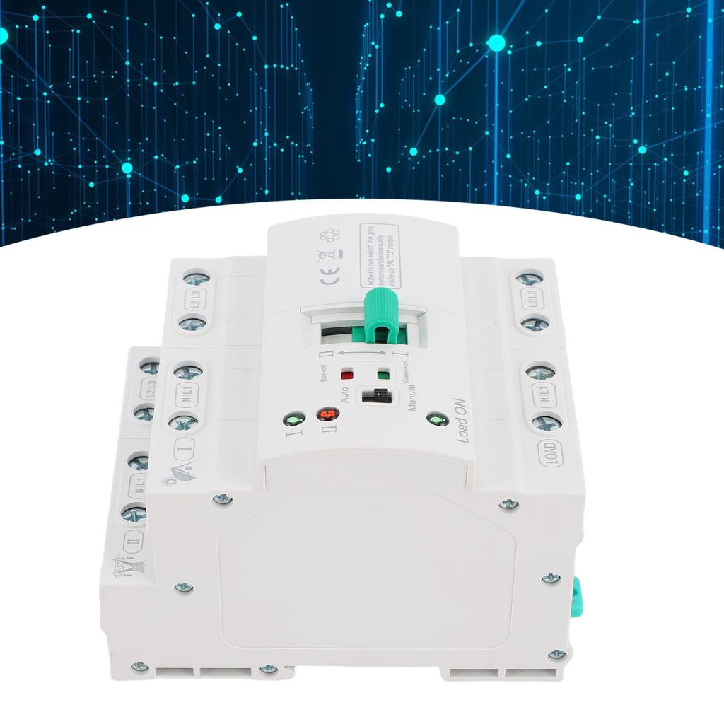   ATS Automatic Manual Transfer   4P 80A Home Generator Dual Auto Selector DIN Rail Mount for PZ30 Distribution Box Super Thin PV Type