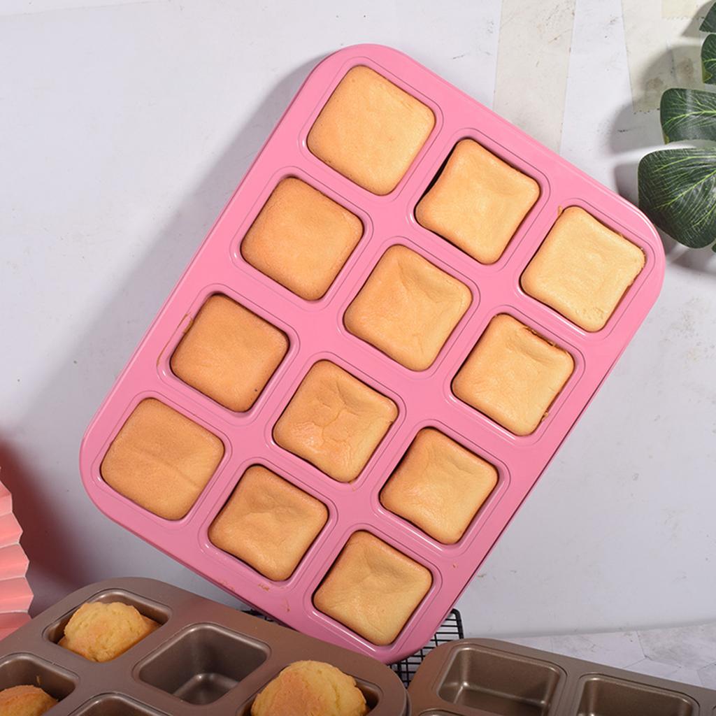 Professional Bakeware 12 Cavity Baking Tools Easy Cleaning Non-Stick Square Chocolate Cake Mold Brownie Baking Pan