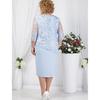 Lace Patchwork Two-Piece Set for Plus Size Women, Long Sleeve Evening Gown/Formal Dress