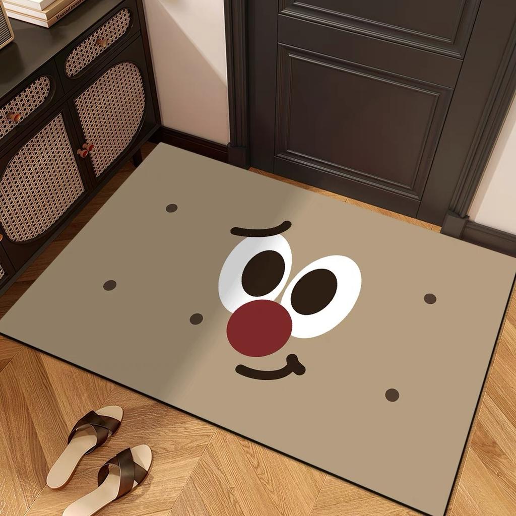 Cute Cartoon Cookie Face Doormat Enjoy Sweet Treat Print NonSlip Entry Mat for Kitchen Bathroom Front Door Home Decor
