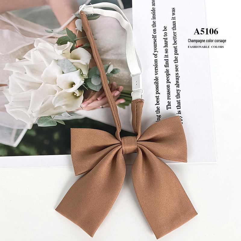 JK Collar Bow Tie for Women - Korean & Japanese Academic Style, Solid Color with Fine Stripes, Black & Wine Red