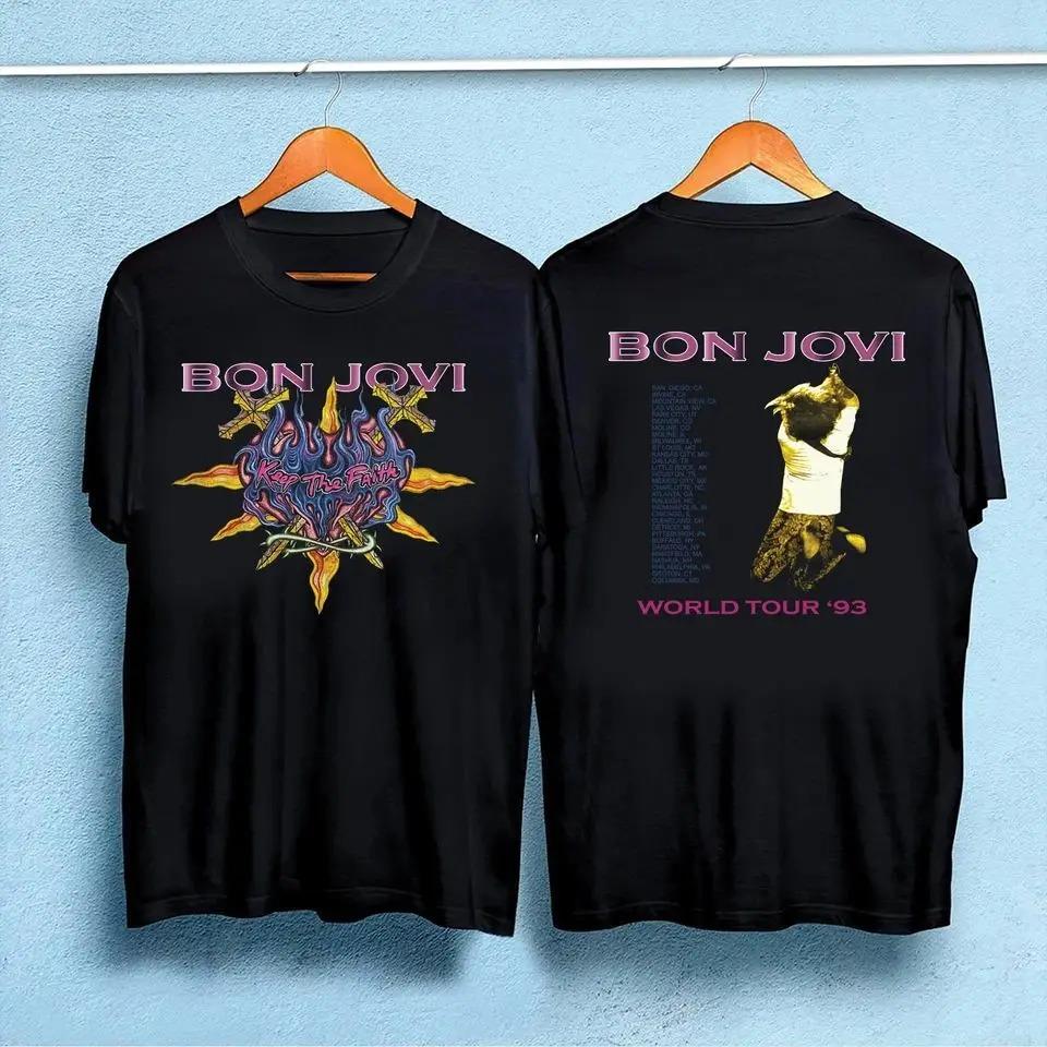 Bon Jovi "These Days" 90s Rock Album Band Photo Vintage Wash Oversized Streetwear Concert Fan Merch T-Shirt Top for Rock Music Lovers Band Collectors
