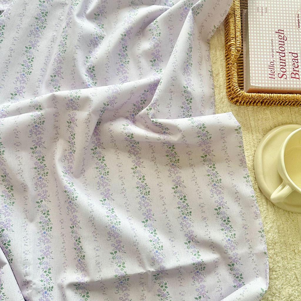 Baumwolle 40er Digitaldruck Koreanischer Stil Floral Streifenstoff für Damen-, Kinder-, Familien- und Heimkleidung