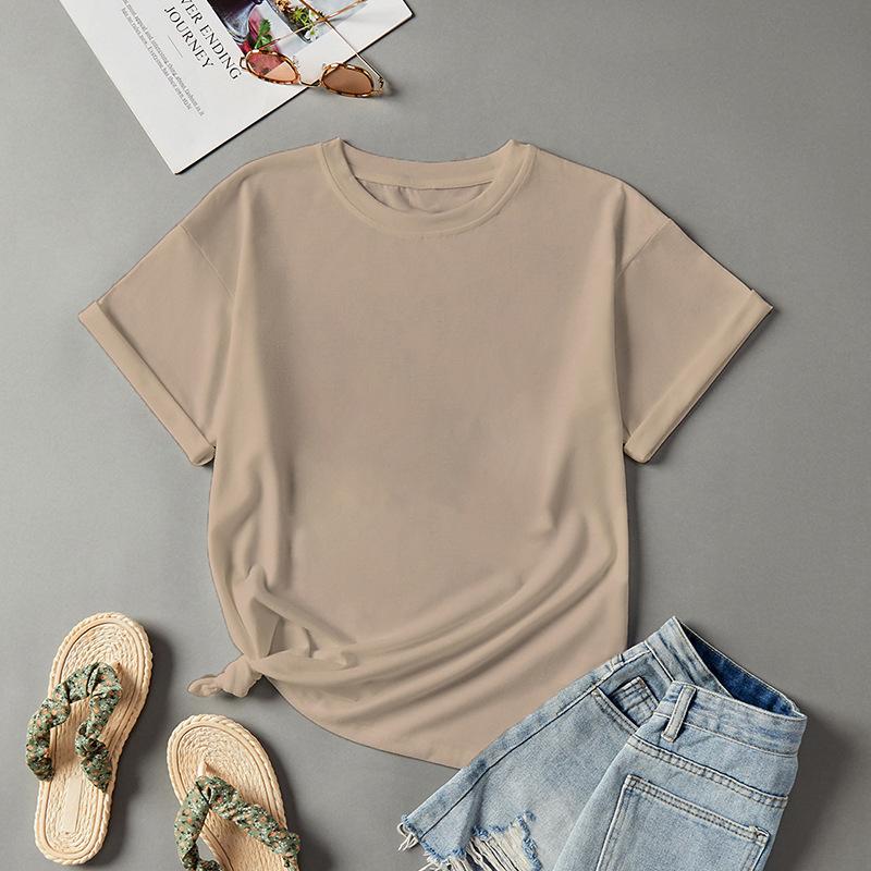 YYFS Dámská móda Ležérní Léto Jaro Jednobarevné halenky a košile s krátkým rukávem a výstřihem do O