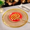 Festive Red Gold Silver Placemat Christmas Round Table Mat with Tassel, Heat Resistant PP Placemat, Non Slip Kitchen Pad Waterproof Decorative