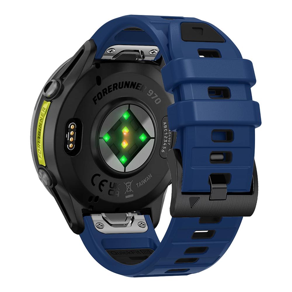 QuickFit 22mm Two-Tone Silicone Band For Garmin Forerunner 970 965 955 Solar 945 935 745 Descent G2 Fenix E Watch Strap Bracelet