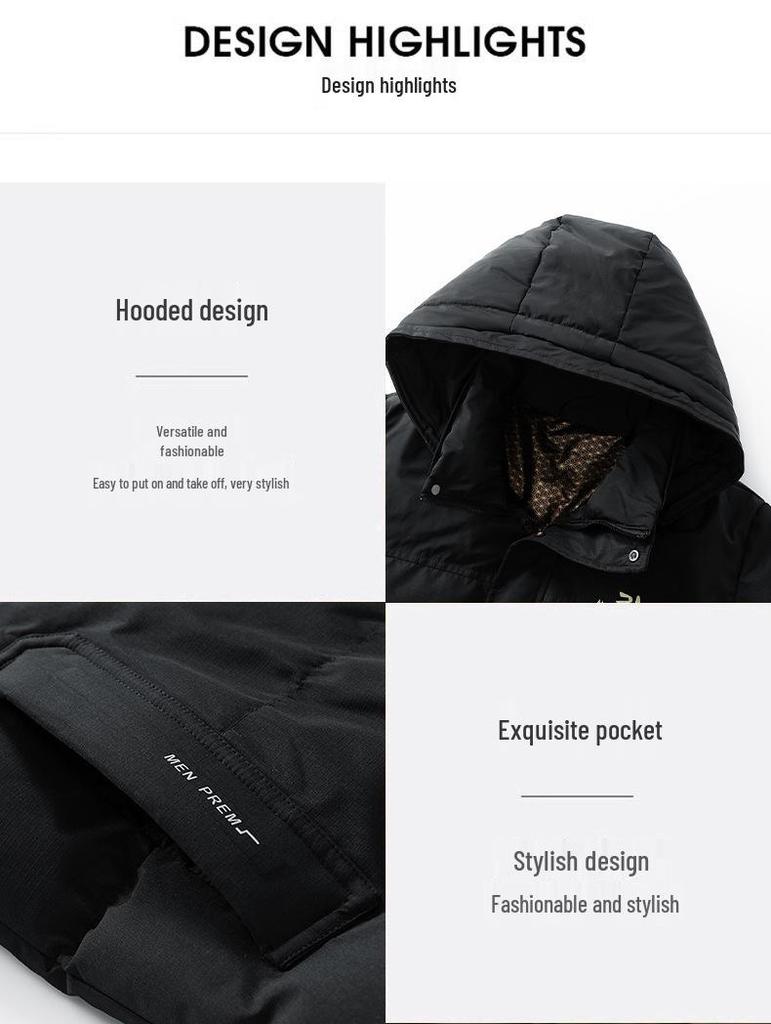 Men's Winter 2025 Thickened Cotton Hooded Jacket - Warm, Loose, Windproof Outerwear