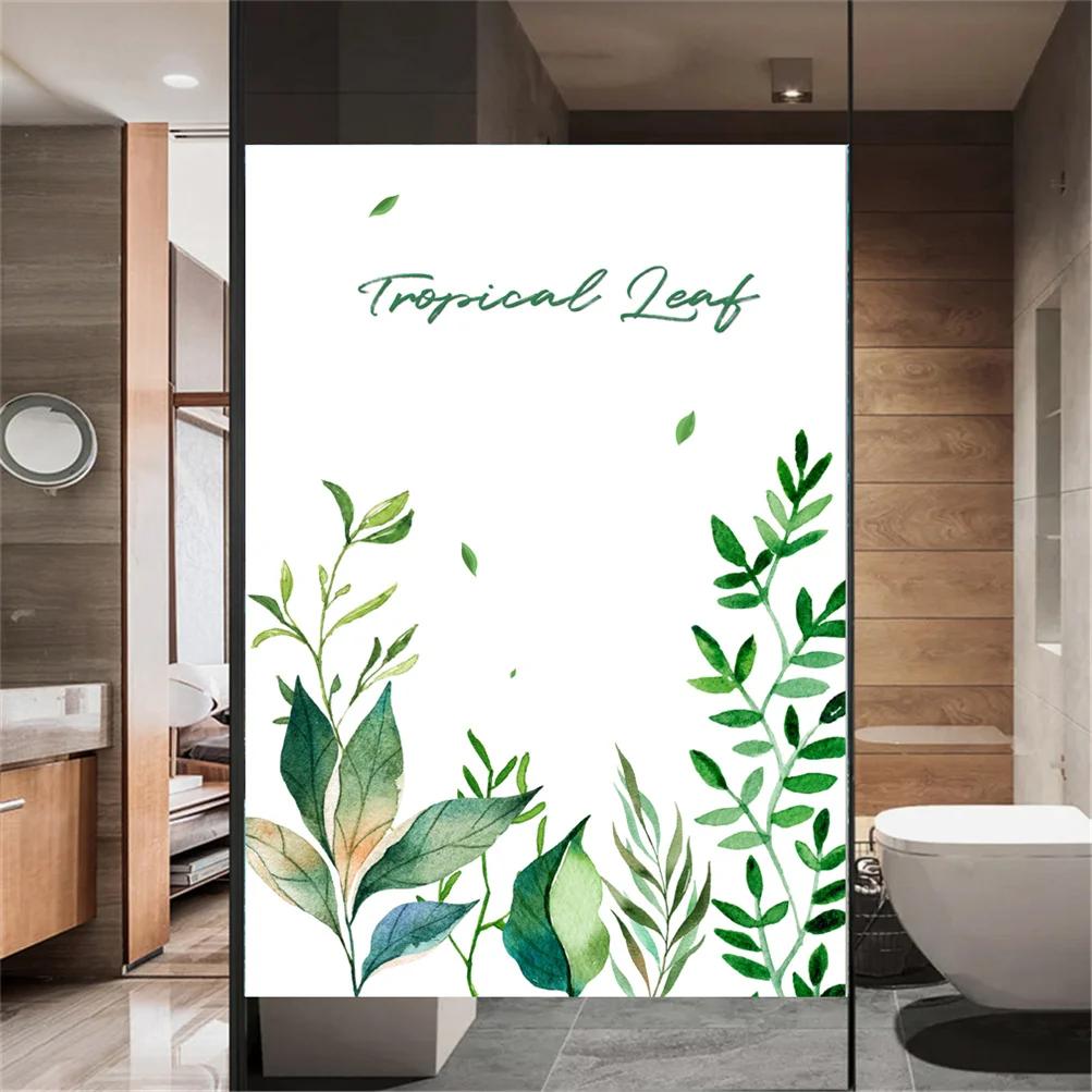 Static Cling Decorative Windows Film Privacy Plant Leaves Stained Glass Window Stickers Window Tint 67