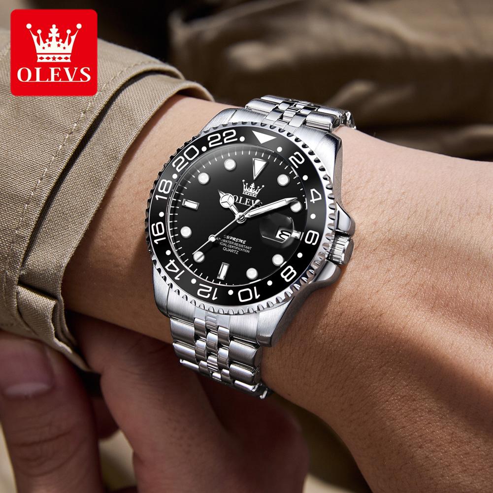 OLEVS Mens Watch Original Calendar Quartz Wristwatch Waterproof Luminous Business Men's Hand Clock Watches For Men