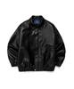 Slowuniverse Oversized Drop Shoulder Leather Blouson (Black)