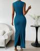 European Spring/Summer Sleeveless Back Slit Pleated Tight-Fitting Women's Dress 2026