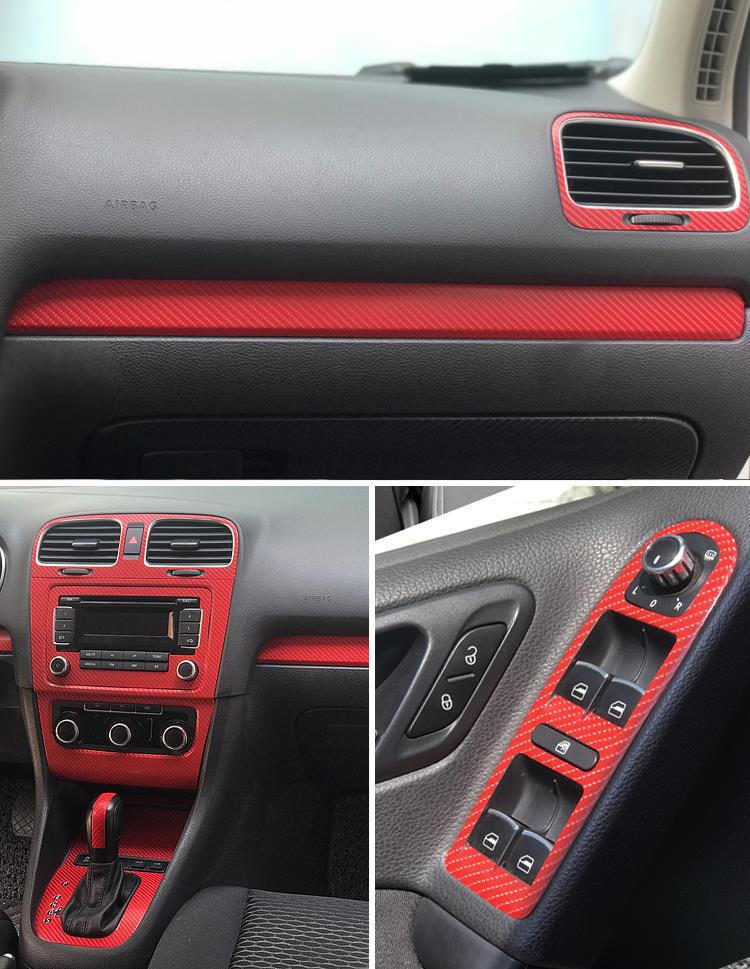 Golf 6 Carbon Fiber Interior Console Decoration Stickers, Free Replacement for 10-12 Year Models.
