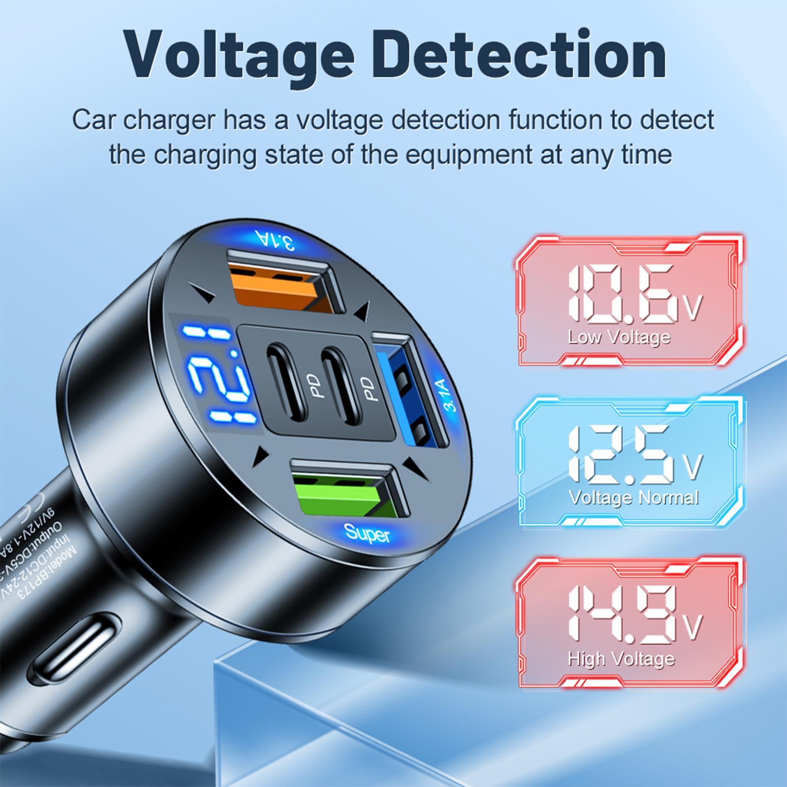 

100W 5 Ports Car Charger Fast Charging PD QC3.0 USB C Multi-Ports Super Fast USB Type C Car Charger Adapter In Car CN