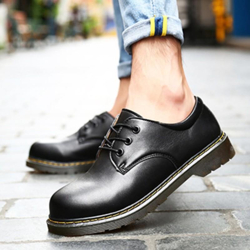 

Spring and Autumn Fashion New Business Lace-up Comfortable Round Toe Low Heel Solid Color Men s Leather Shoes