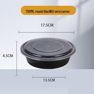 700ml Black Round PP Takeaway Food Container Set