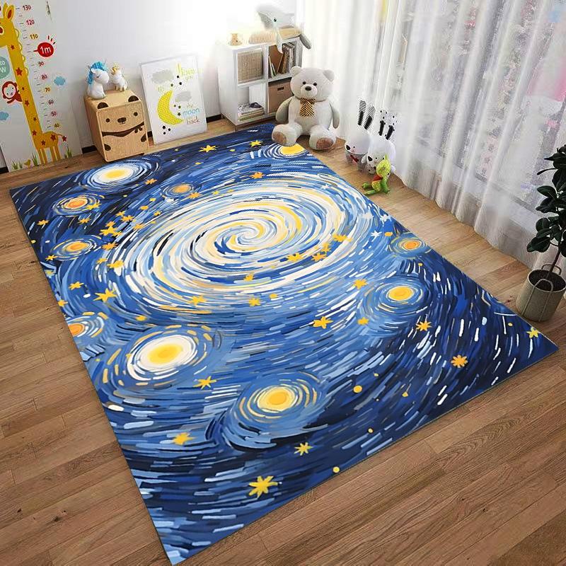Starry Night Themed carpet Non-slip rug suitable for living room and bedroom sofas