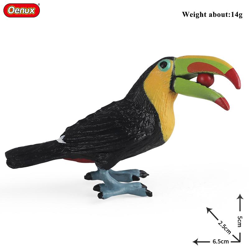 Oenux Garden Bird Figurines Snowy Owl Toucan Bucerotidae Animals Model PVC Action Figures Collection Toys For Kids Birthday Gift