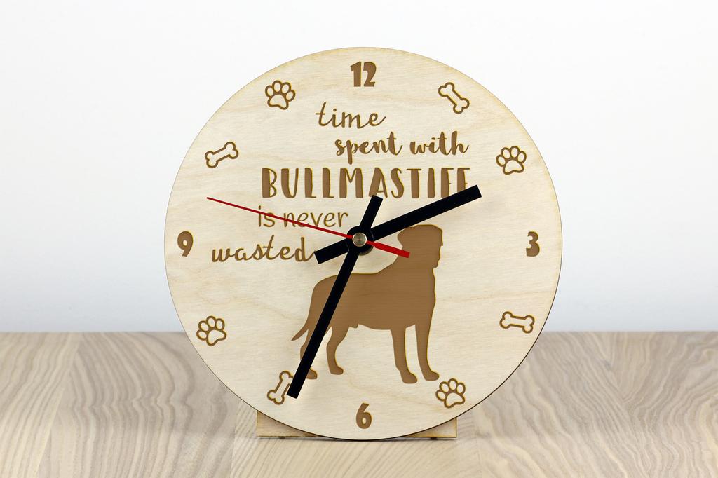 Bullmastiff - clock with dog, wooden clock with engraving, personalised clock by Art-Dog