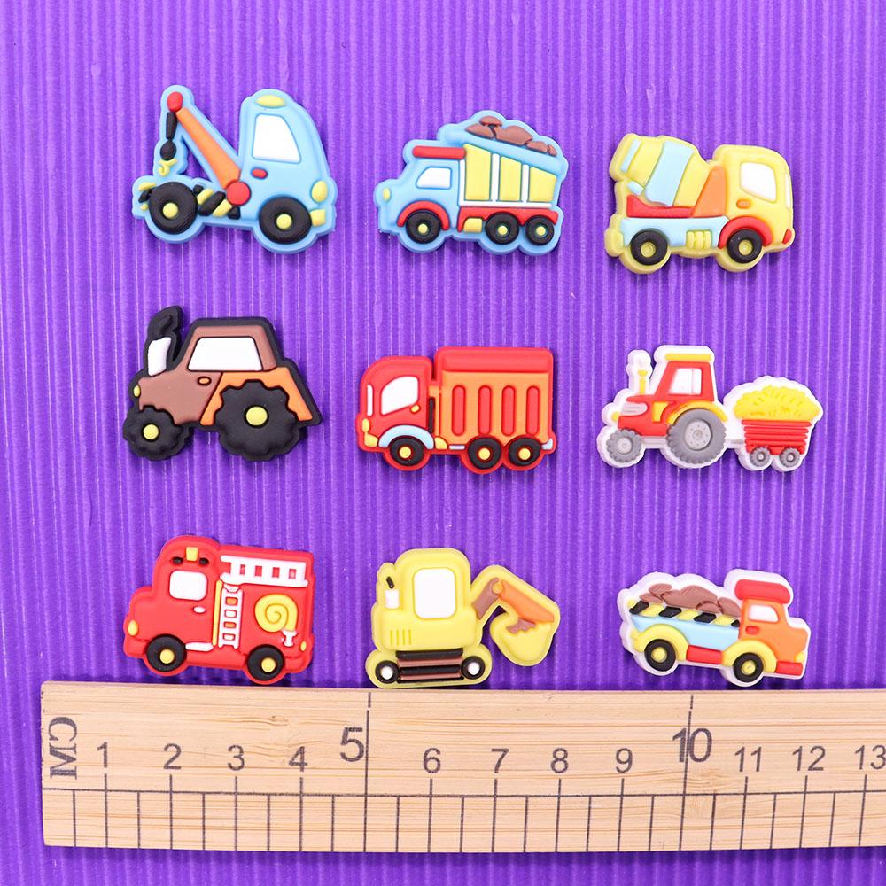 1Pcs PVC Mix Construction Vehicle Excavator Boys Buckle Clog Cool Children Cranes Car Shoe Charms Accessories Shoe Charm