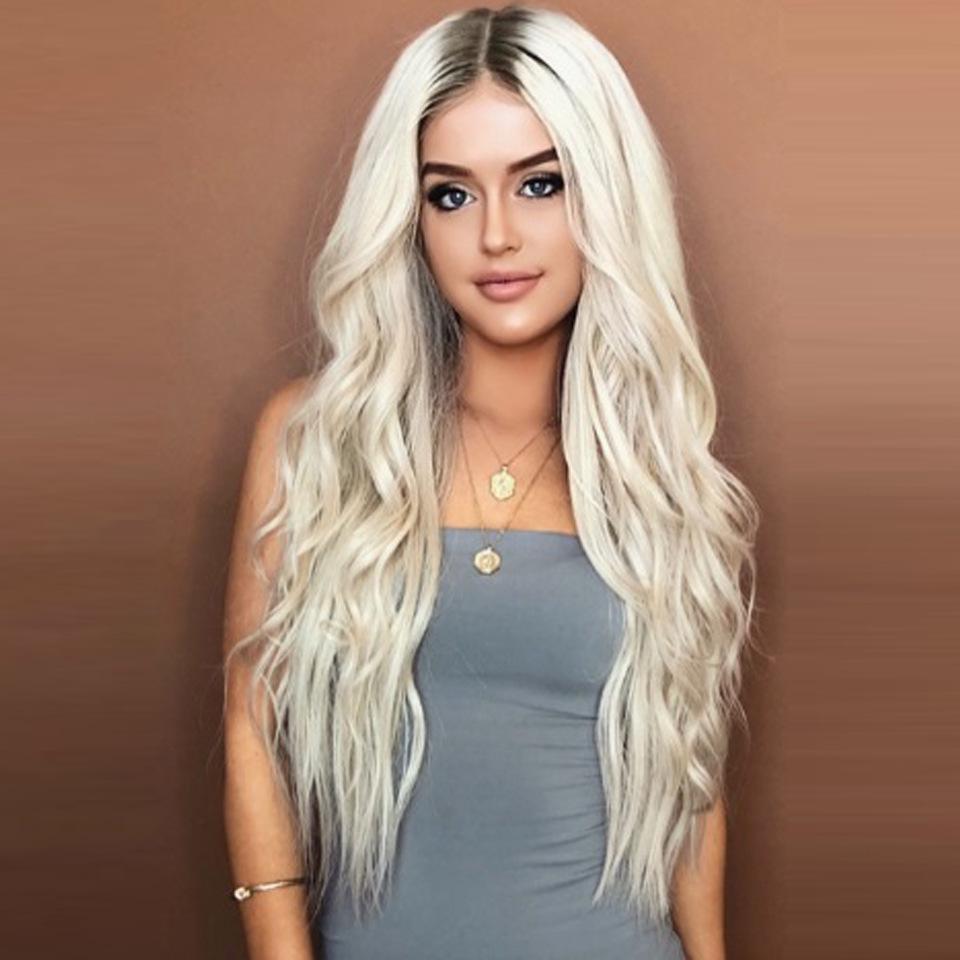 

Натуральные женские длинные волнистые синтетические парики с темными корнями, омбре, светлые, коричневые, термостойкие волосы для женщин, повседневная вечеринка, косплей легкие голденрод желтый