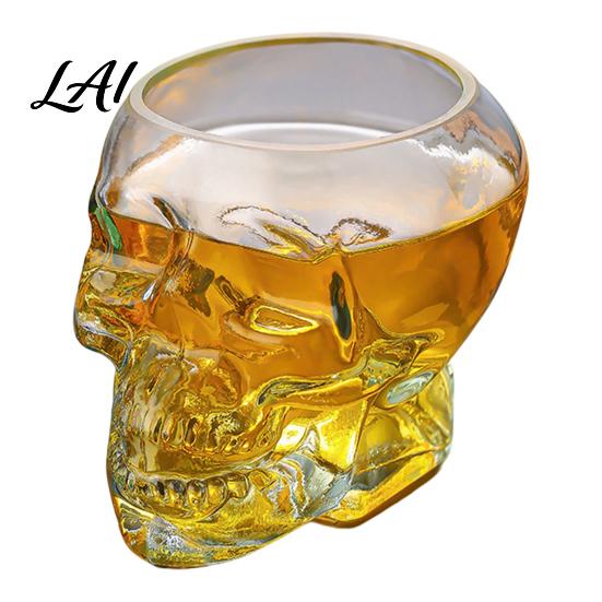 Brandy Glass Bottle With Cork Skull Shaped Decanter 3D Gothic Whiskey with