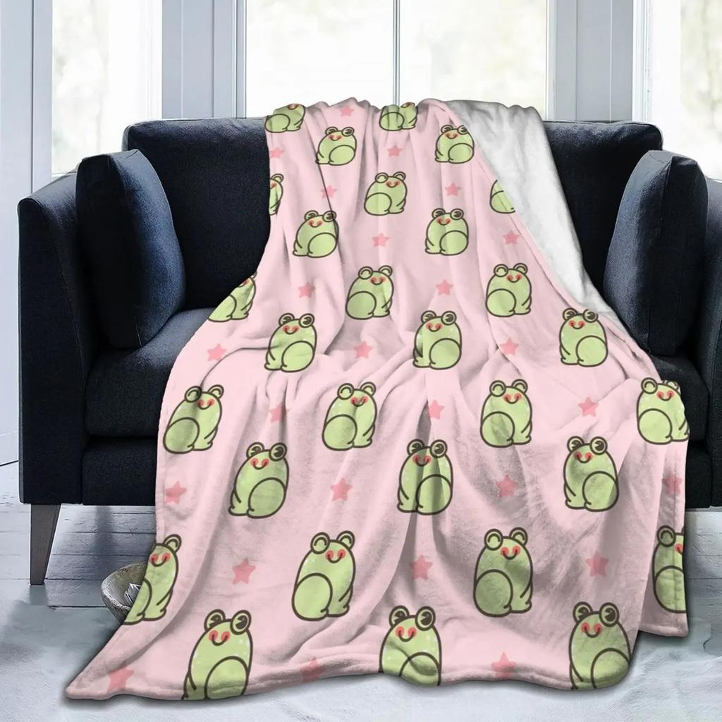 Frog Blanket Soft Warm Lightweight, Kawaii Frog Throw Blanket Cozy Plush Warm Blankets for Women Men Boys Girls Gifts King Size