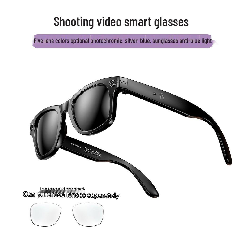 AI W600 Smart Glasses: Bluetooth Camera with Video Recording, Image Stabilization, Voice Recognition, Call and Translation Features.